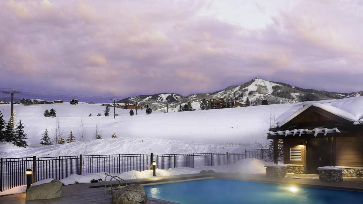 Beautiful community outdoor pool at Trailhead Lodge