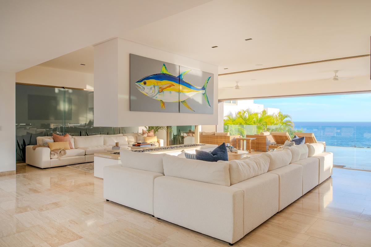 Spacious living area with ocean views