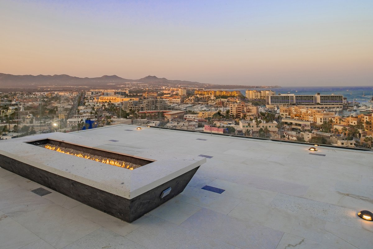 Private firepit with ocean and city views