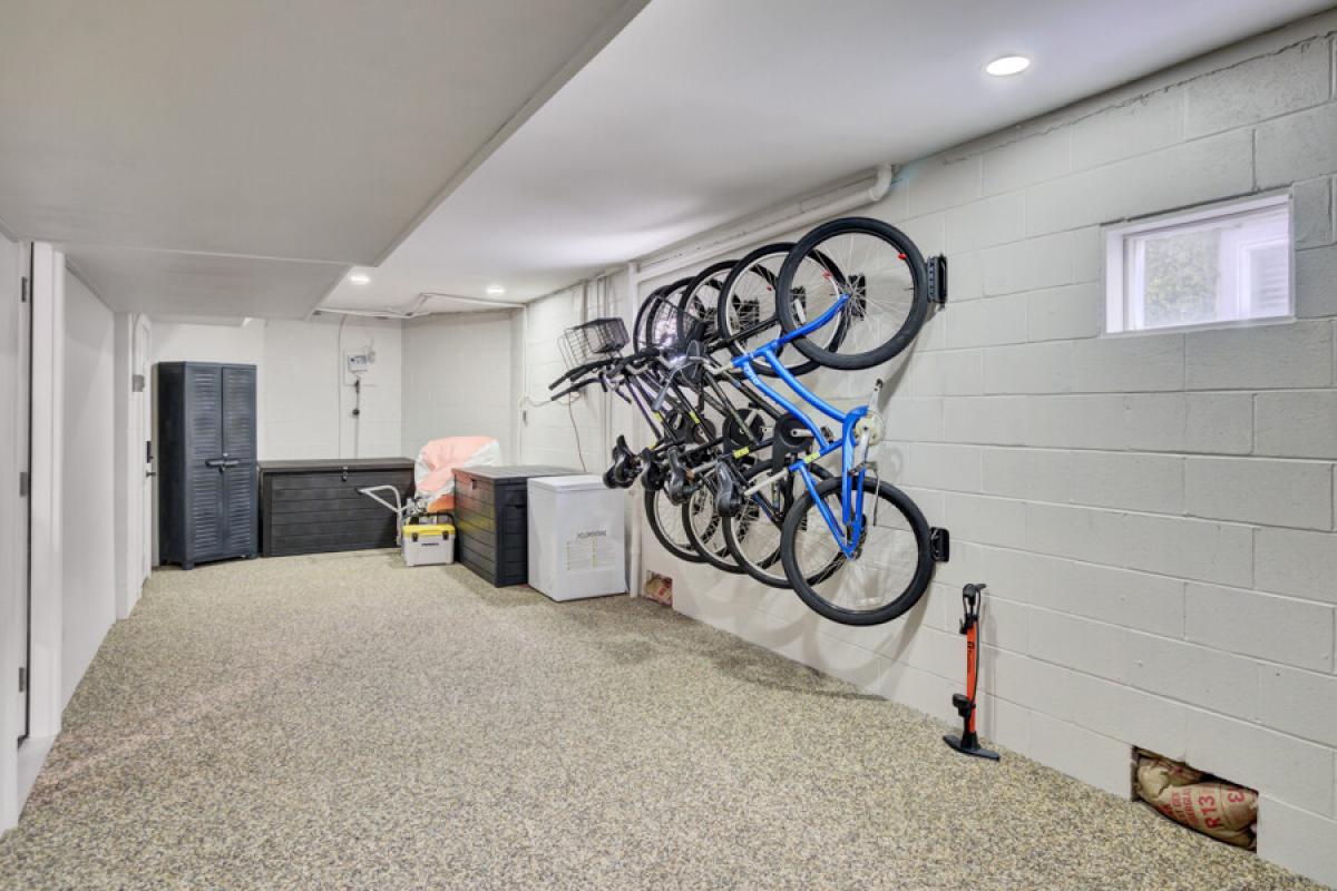 Your bike storage area keeps your wheels secure and ready for your next adventure, with convenient wall mounts and plenty of space.