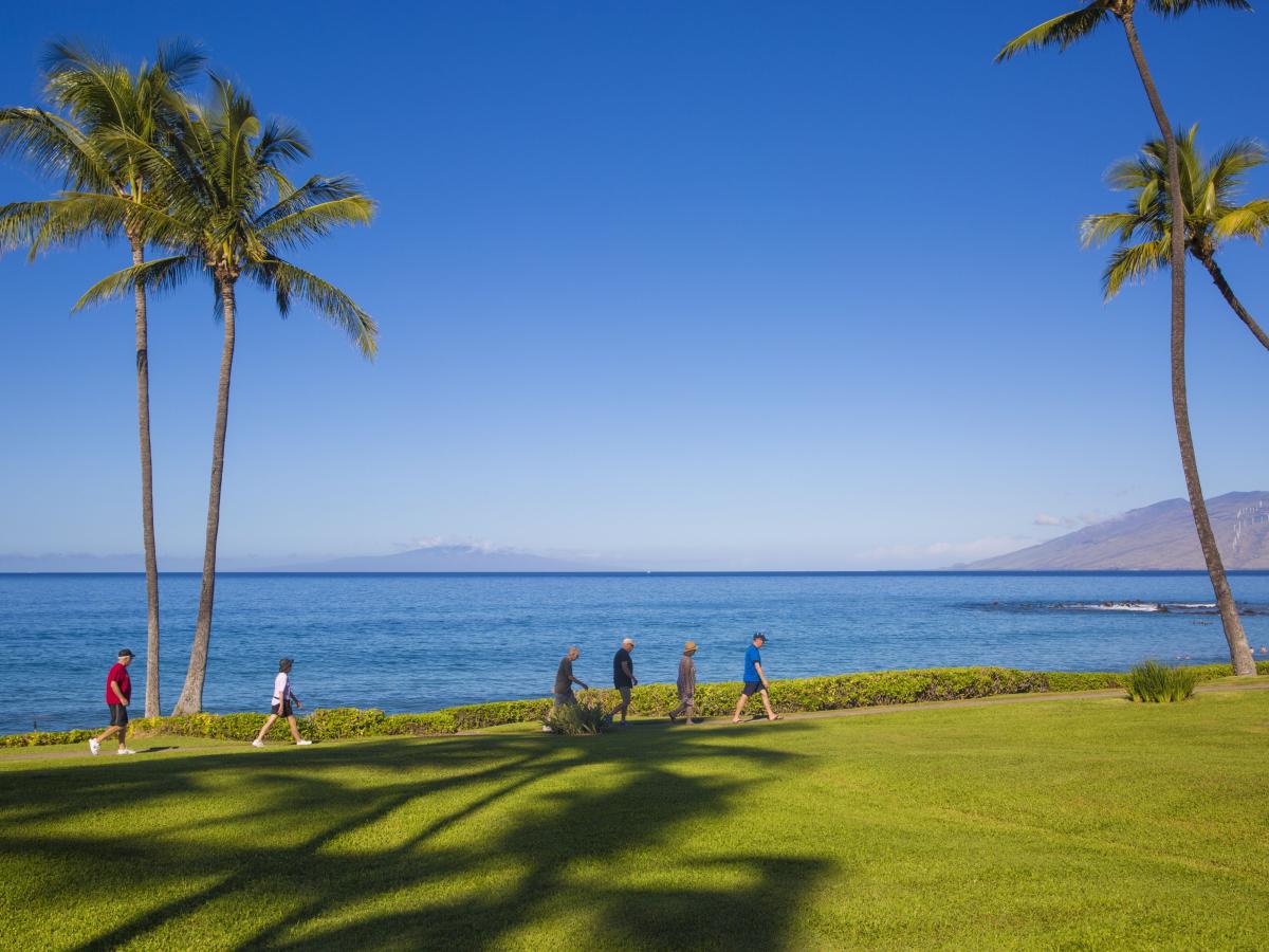Start each morning with a gentle walk along the coastline with a coffee in hand. The Wailea Beach Walk is 3.2 miles roundtrip.