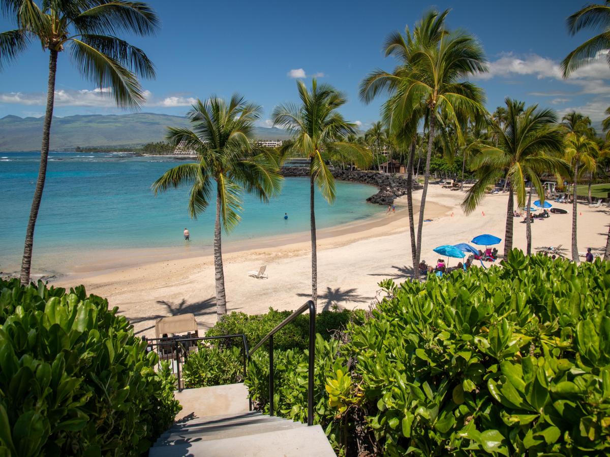 Steps down to Mauna Lani Beach Club from this home