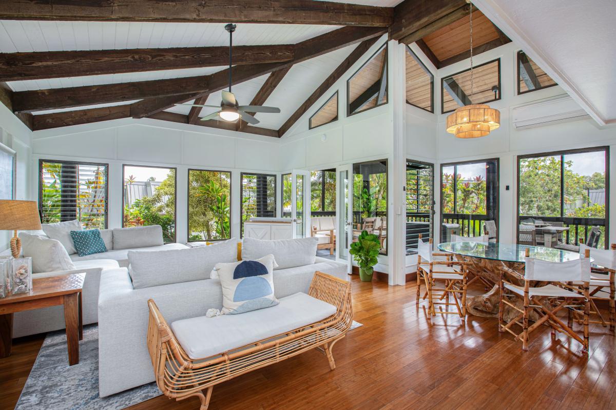 The perfect blend of indoor-outdoor living, with direct lanai access and charming architectural details.