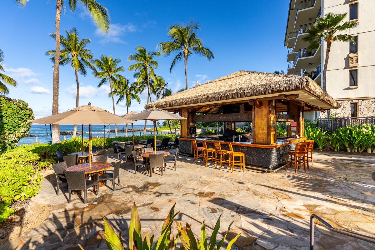 Grab a drink at the beachside bar without leaving the sand.
