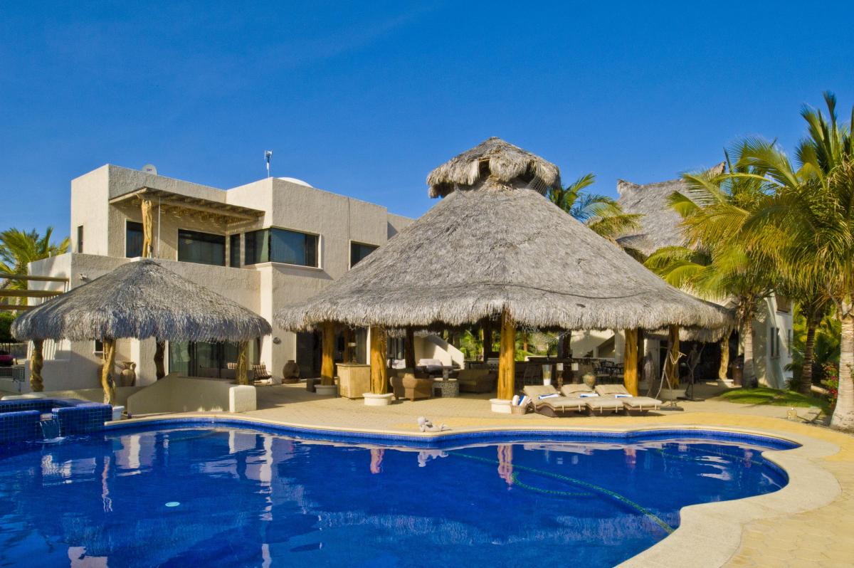 Patio with poolside view