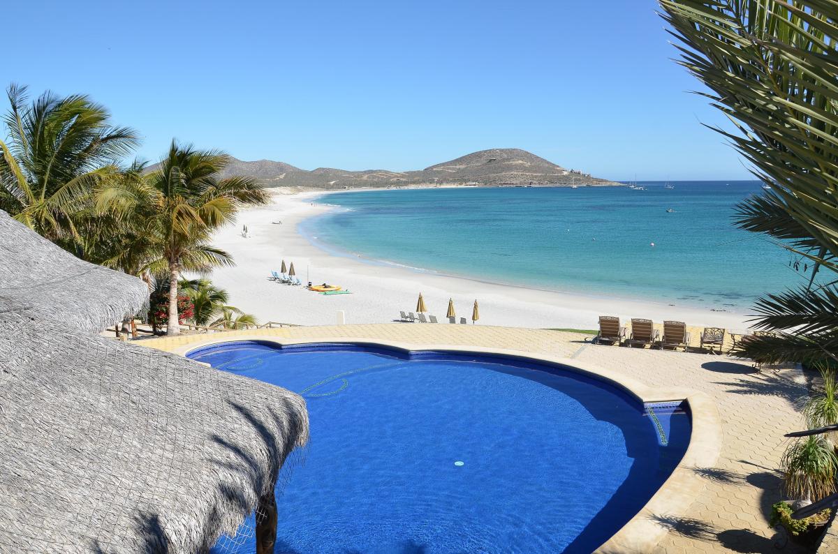 Patio with pool and ocean view